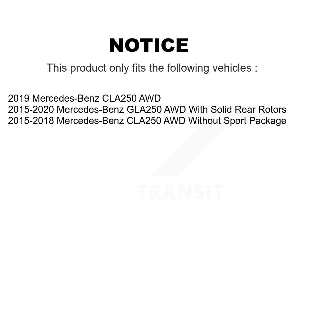 Kit de plaquettes de rotor de frein, roulement de moyeu avant et arrière (10 pièces) pour Mercedes-Benz GLA25