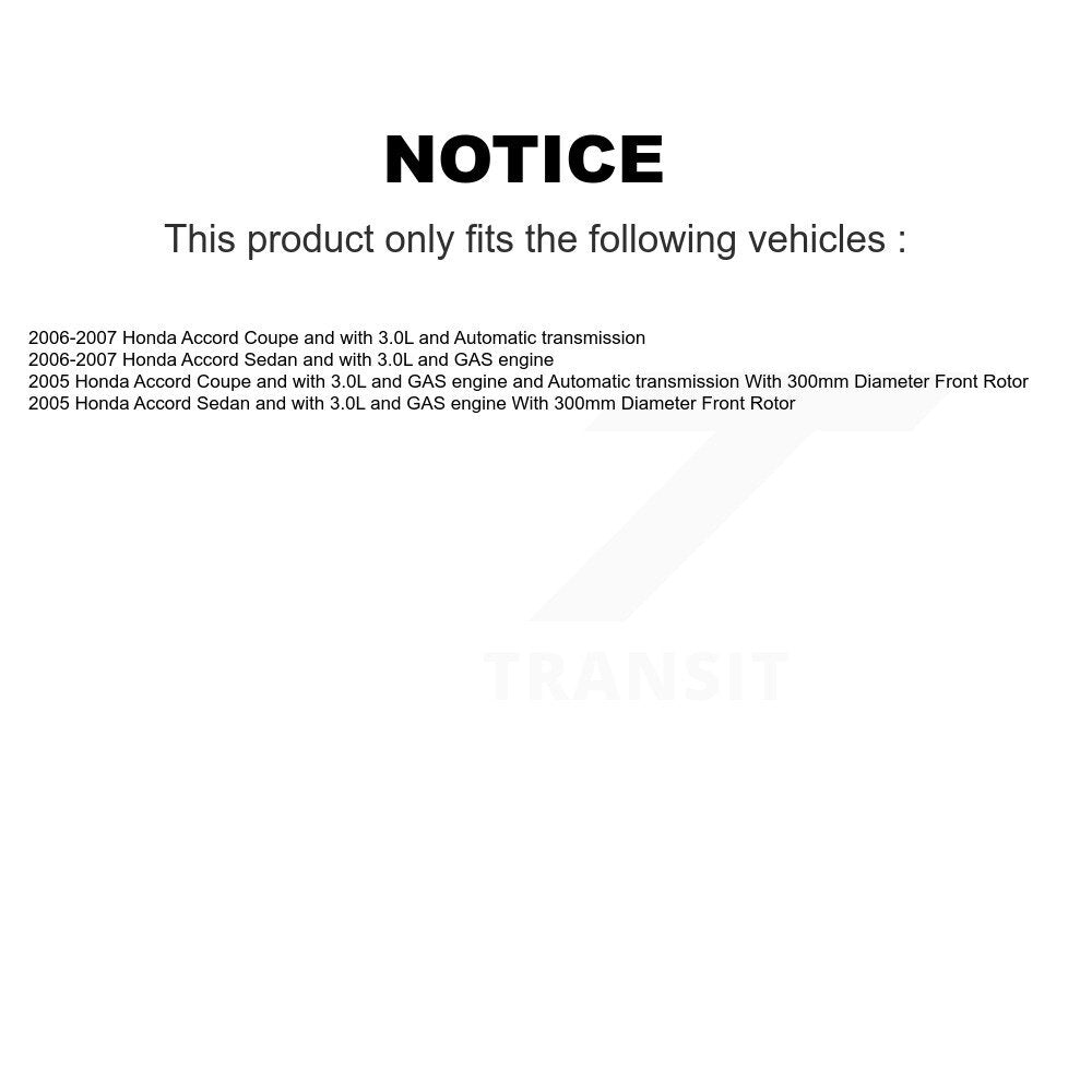 Kit de rotors et plaquettes de frein à disque enduits de roulement de roue avant pour Honda Accord