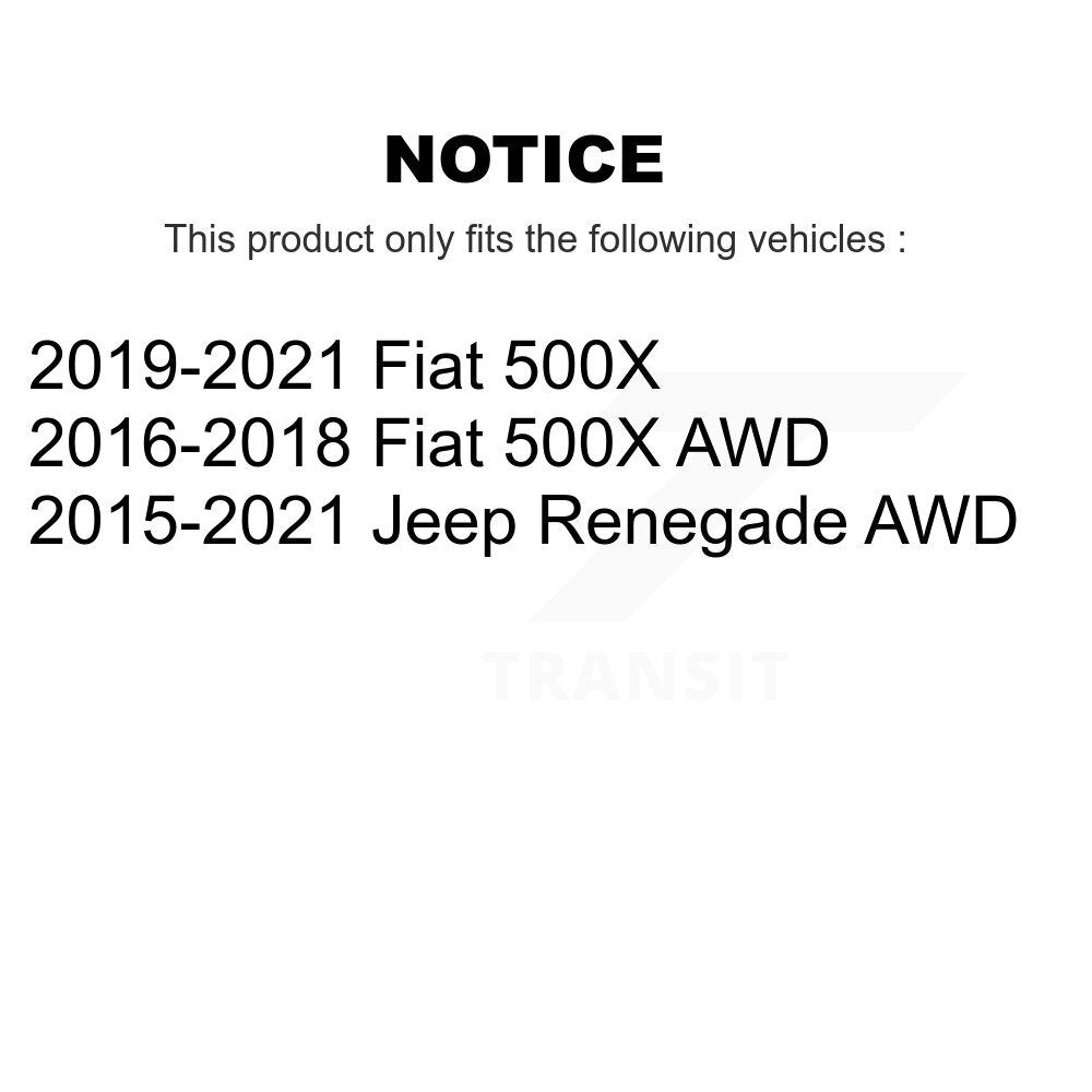 Kit de rotors et plaquettes de frein avec roulement de moyeu avant et arrière (10 pièces) pour Jeep Renegade Fiat 500