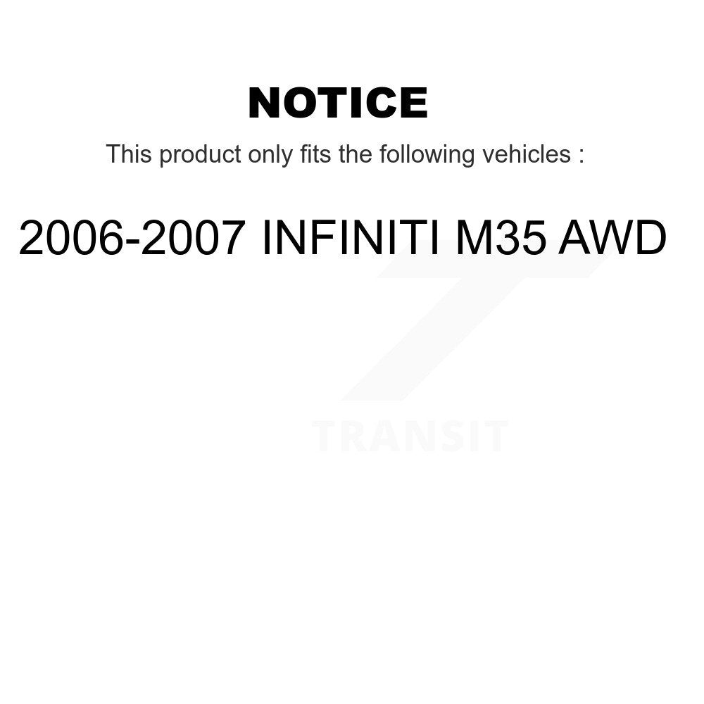 Kit de rotors et plaquettes de frein revêtus de roulement de moyeu avant et arrière (10 pièces) pour INFINITI M35 AW