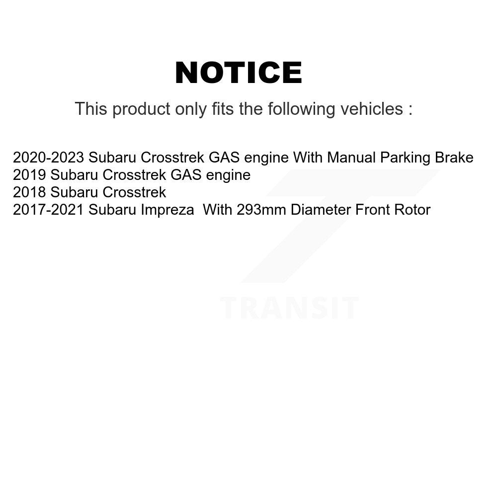 Kit de rotors et plaquettes de frein revêtus de roulement de moyeu avant et arrière (10 pièces) pour Subaru Crosstre