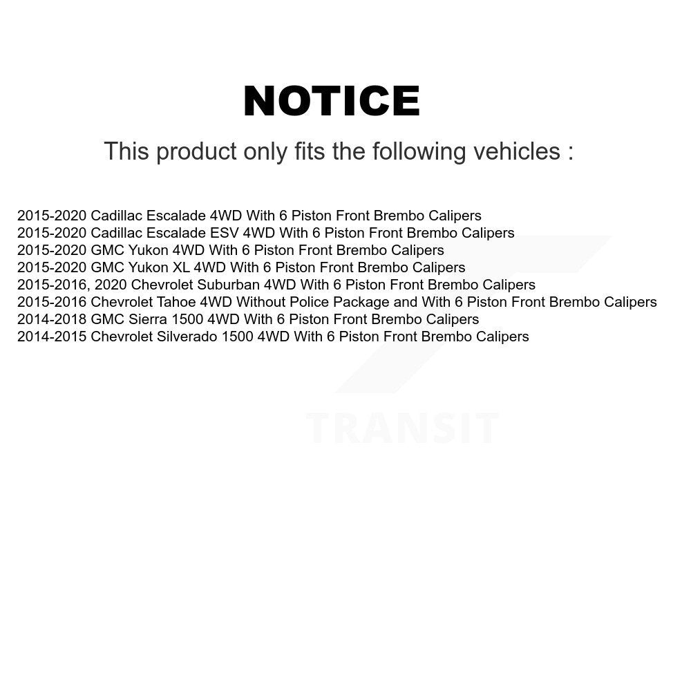 Kit de plaquettes de Rotor de frein enduit de roulement de moyeu avant, pour GMC Sierra 1500 Chevrolet Yuko