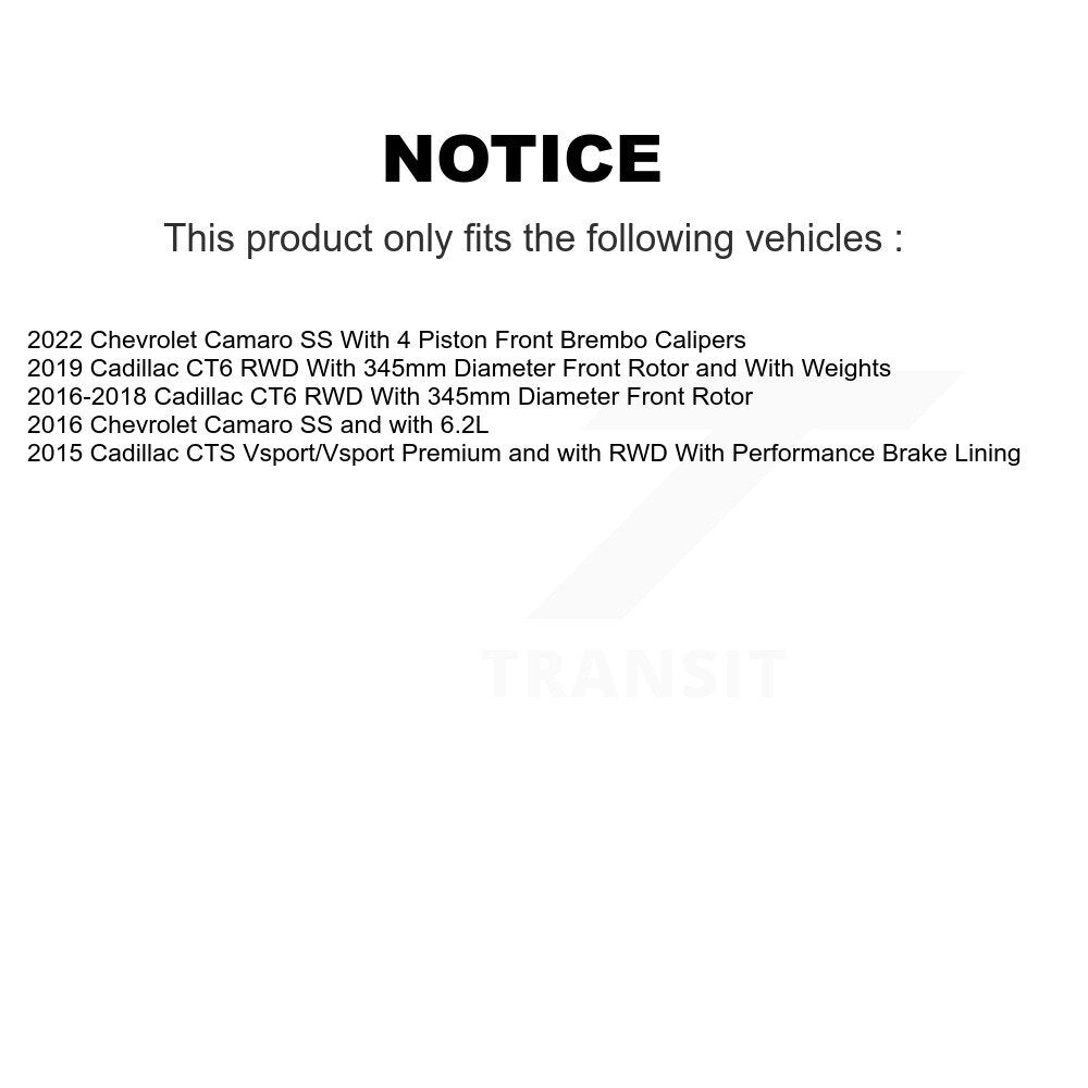 Kit de plaquettes de Rotor de frein, roulement de moyeu avant, fente percée, pour Chevrolet Camaro Cadilla