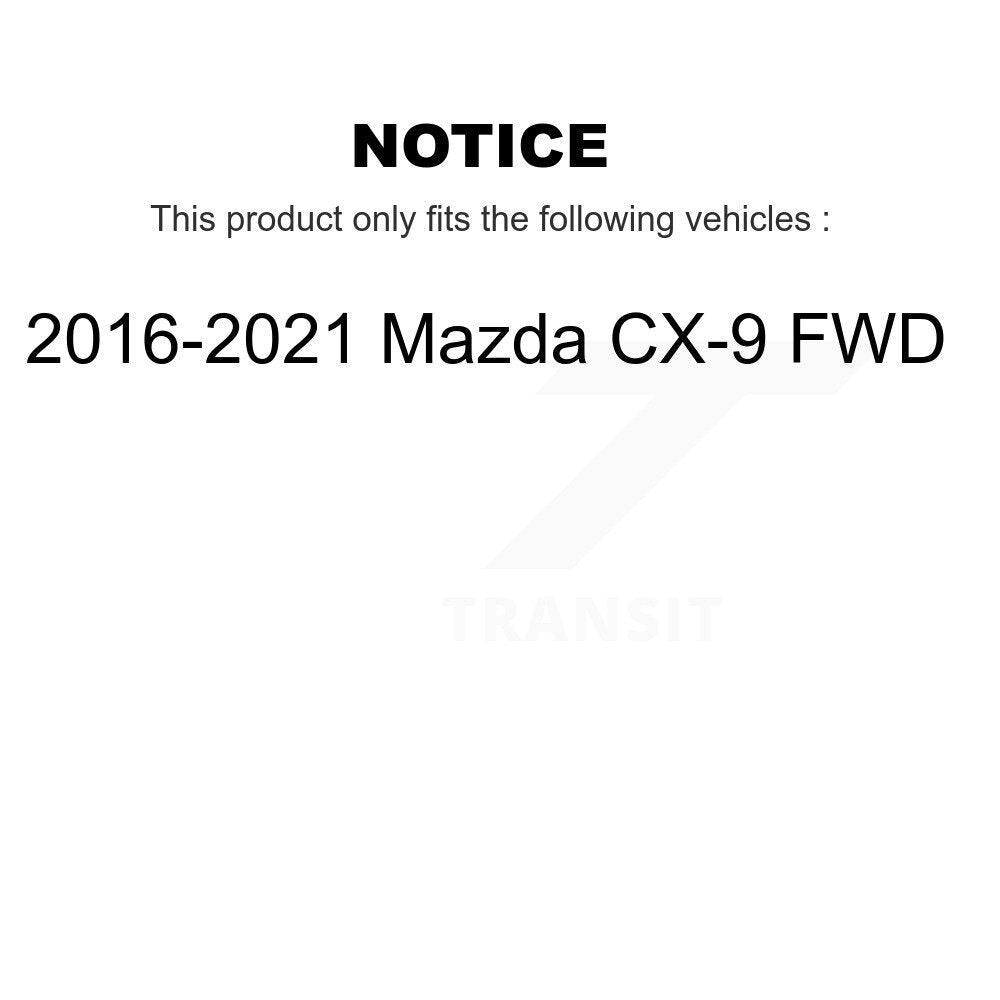 Kit de plaquettes de rotor de frein, roulement de moyeu avant et arrière (10 pièces) pour Mazda CX-9 FW 16-21