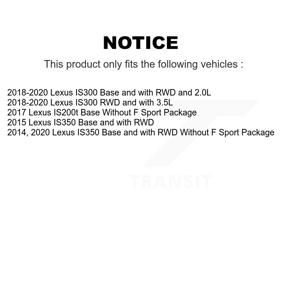 Kit de rotor et de plaquettes de frein revêtus de roulement de moyeu avant et arrière (10 pièces) pour Lexus IS300 IS35
