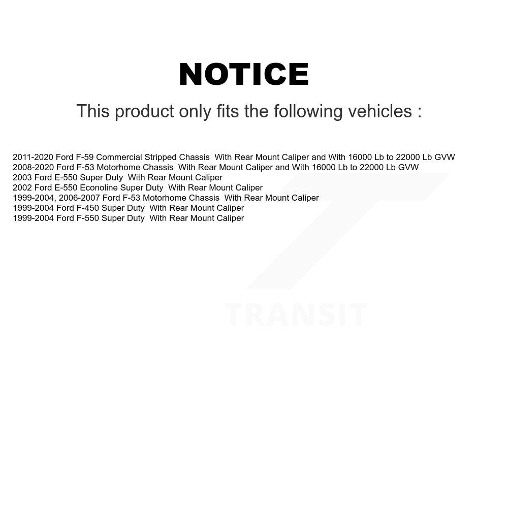 Kit d'étrier de frein avant et arrière, pour Ford E-550 Super Duty F-450 F-550 Econoline