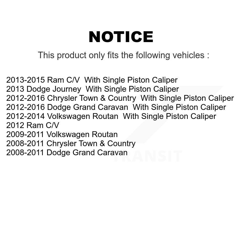 Kit d'étrier de frein avant pour Dodge Grand Caravan Chrysler Town & Country Journey