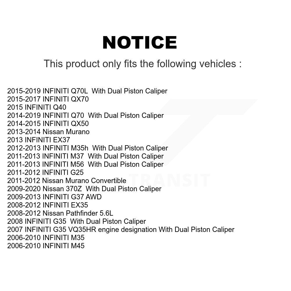 Kit d'étrier de frein avant pour INFINITI Nissan Murano G37 Pathfinder EX35 370Z G35
