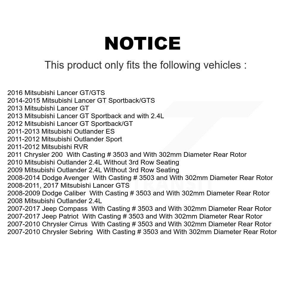 Kit d'étrier de frein arrière pour Mitsubishi Jeep Lancer Patriot Compass Dodge Avenger