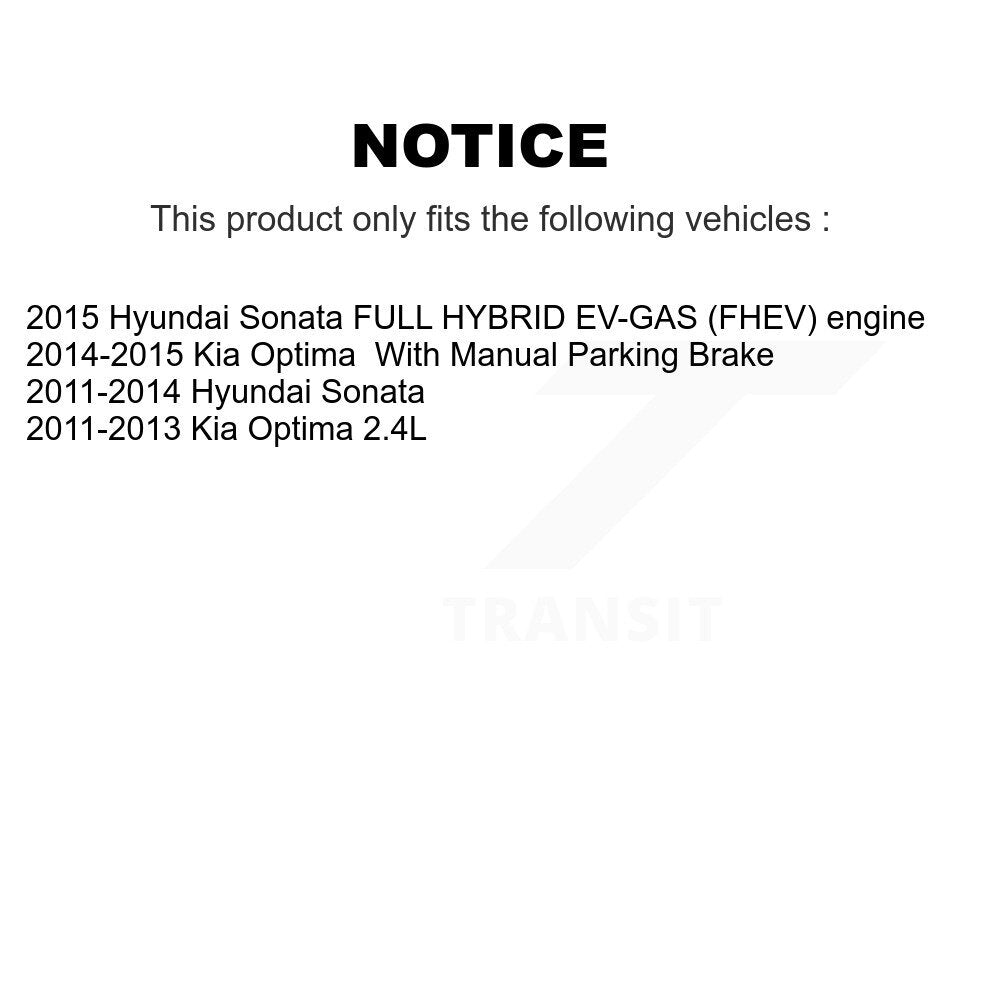 Kit d'étrier de frein arrière, conducteur gauche droit, passager, pour Hyundai Sonata Kia Optim