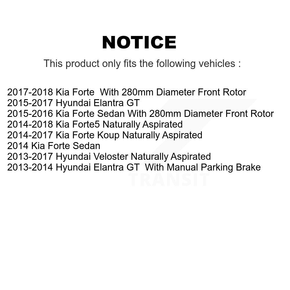 Kit d'étrier de frein avant et arrière, pour Kia Hyundai Forte Elantra GT Veloster Forte5