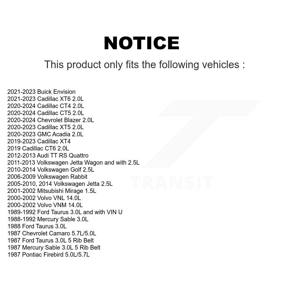 Courroie serpentine pour Volkswagen Jetta Cadillac Golf XT4 Buick Envision XT5 GMC T
