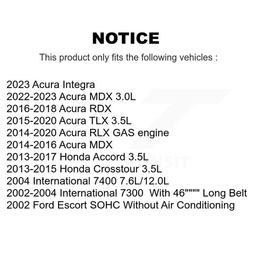 Courroie serpentine pour Acura Honda Accord MDX RDX TLX Crosstour Integra RLX Ford