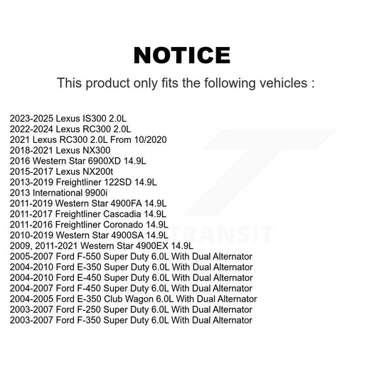 Courroie serpentine pour Ford Lexus F-350 Super Duty NX300 F-250 NX200t E-350 Club