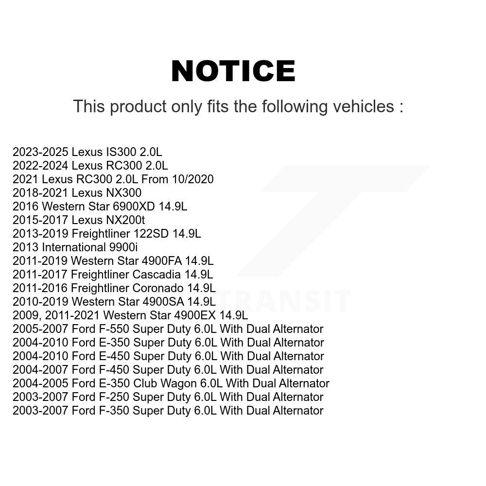 Courroie serpentine pour Ford Lexus F-350 Super Duty NX300 F-250 NX200t E-350 Club
