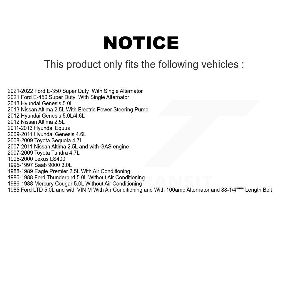 Courroie serpentine pour Nissan Altima Toyota Tundra Hyundai Genesis Sequoia Lexus