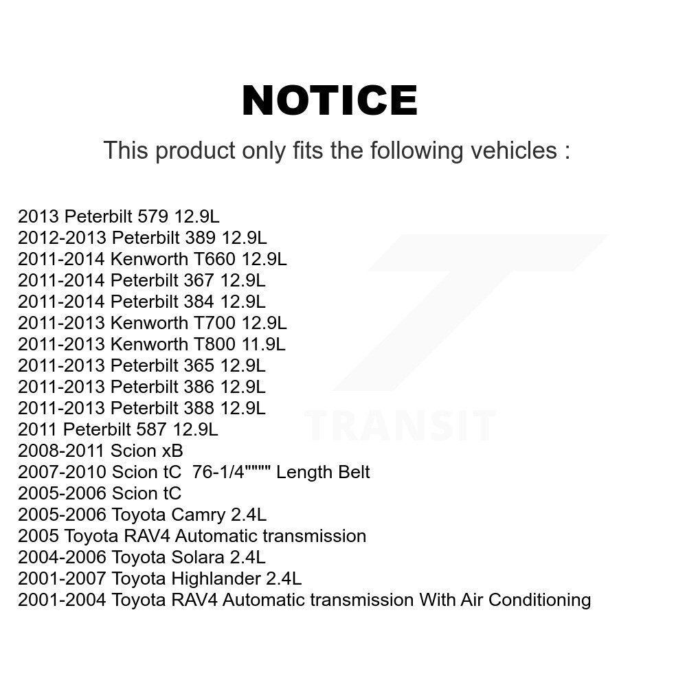 Courroie serpentine pour Toyota Camry Highlander RAV4 Solara Scion xB tC Peterbilt