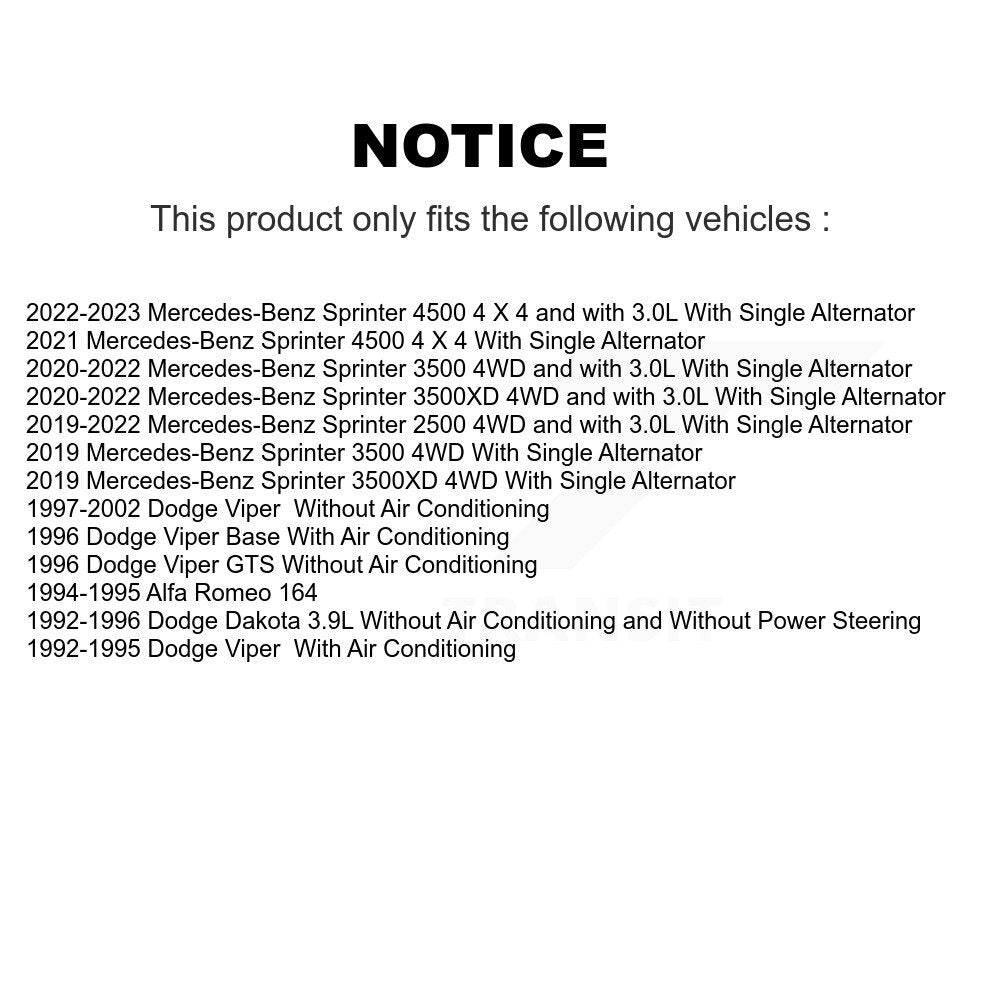 Courroie Serpentine pour Mercedes-Benz Sprinter 2500 3500 Dodge Dakota Viper 3500XD