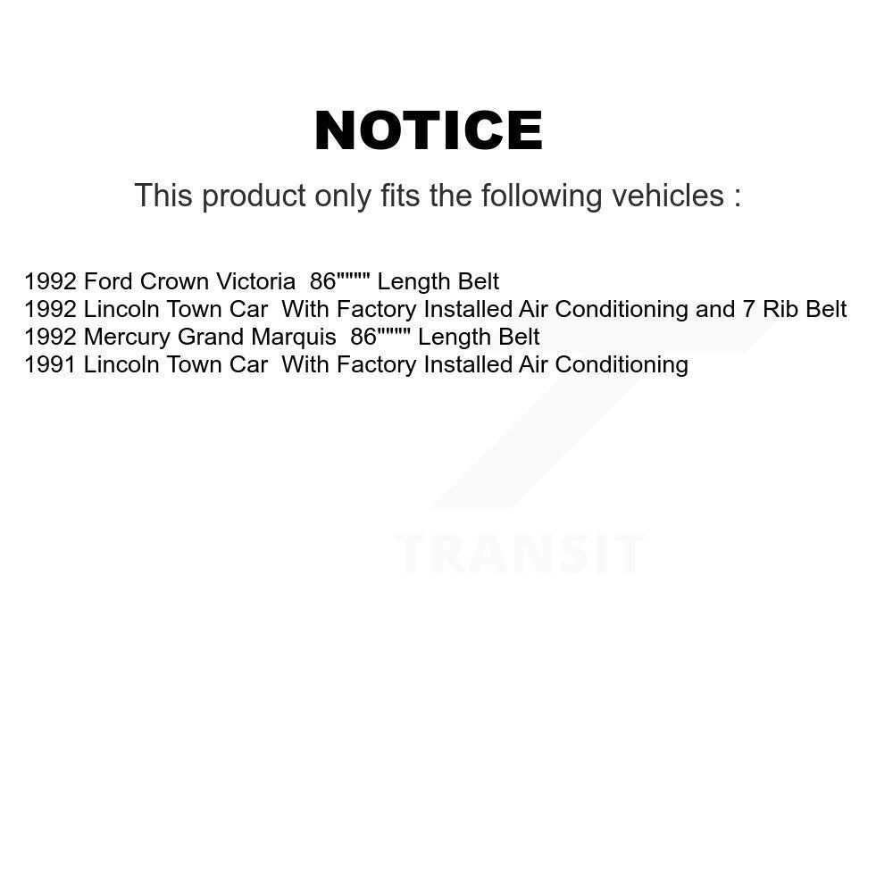 Courroie serpentine d'entraînement principal pour voiture de ville Lincoln Mercury Grand Marquis Ford Crow
