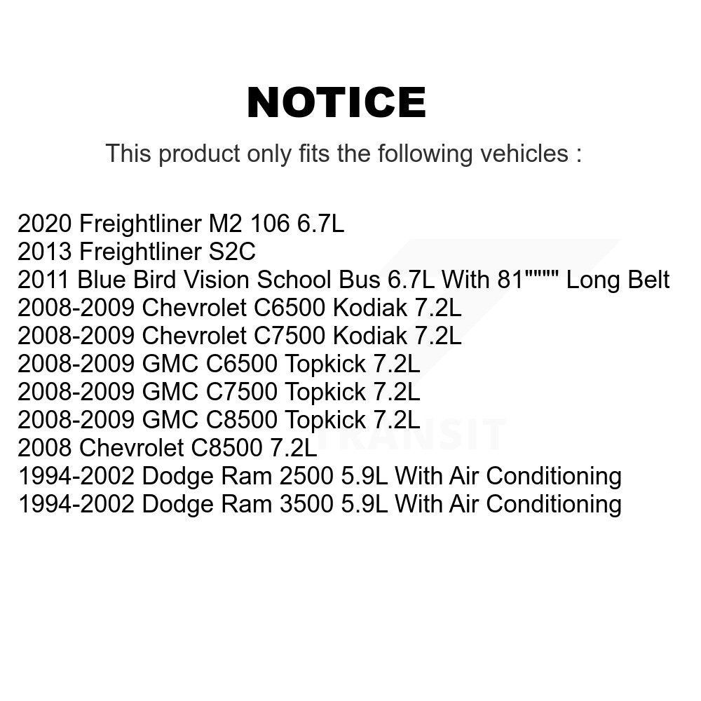 Courroie serpentine pour Dodge Ram 2500 3500 GMC Blue Bird Chevrolet Freightliner S2
