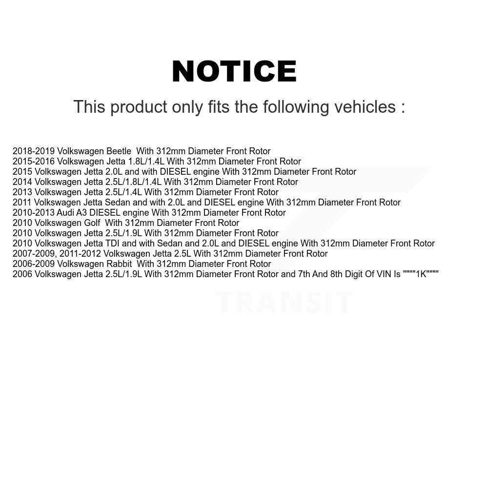 Kit de plaquettes en céramique pour Rotors d'étrier de frein avant, pour Volkswagen Jetta Rabbit Golf Aud