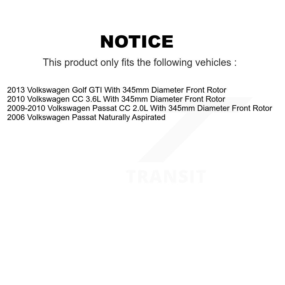 Rotor d'étrier de frein à disque avant et Kit de plaquettes en céramique pour Volkswagen Golf CC Passa