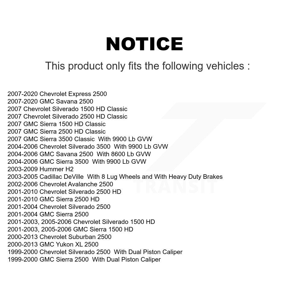 Kit de plaquettes en céramique pour Rotors d'étrier de frein avant, pour GMC Chevrolet Sierra 2500 HD 350