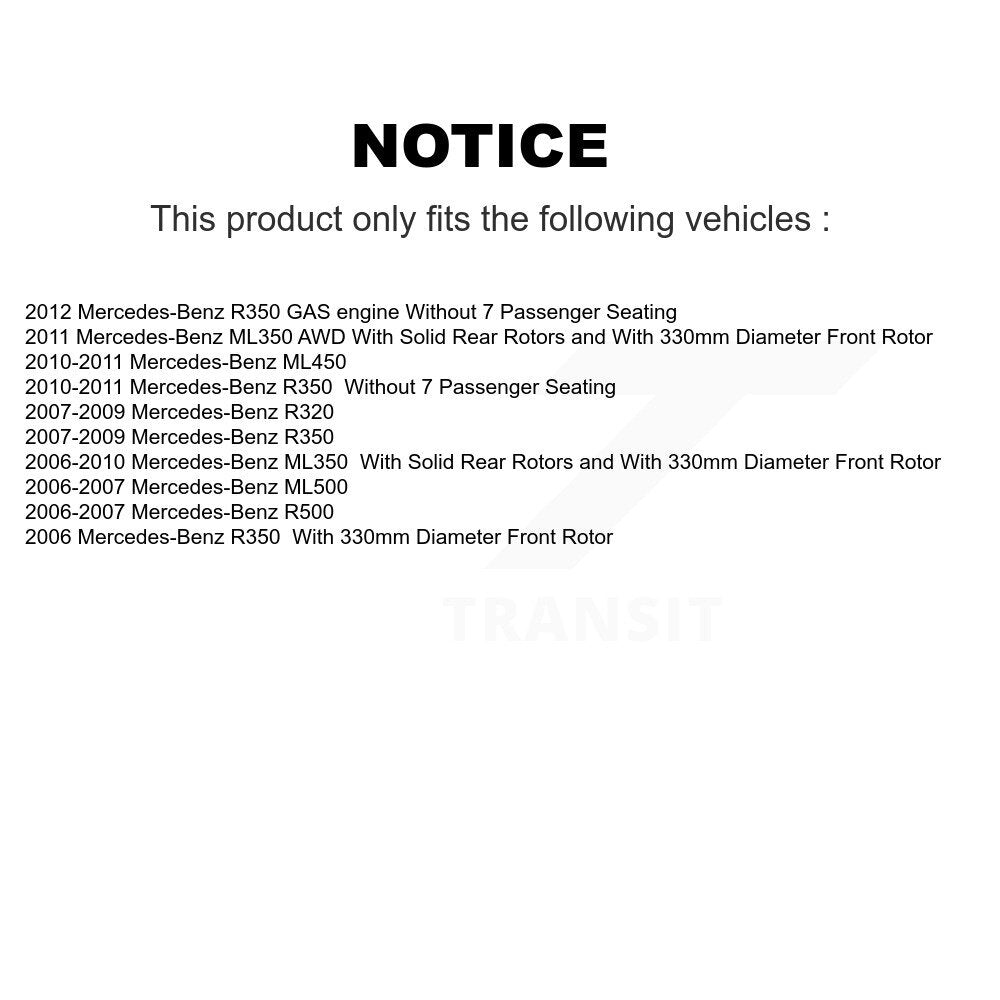 Kit de Rotor d'étrier de frein avant et de plaquettes en céramique, pour Mercedes-Benz ML350 R350 ML50