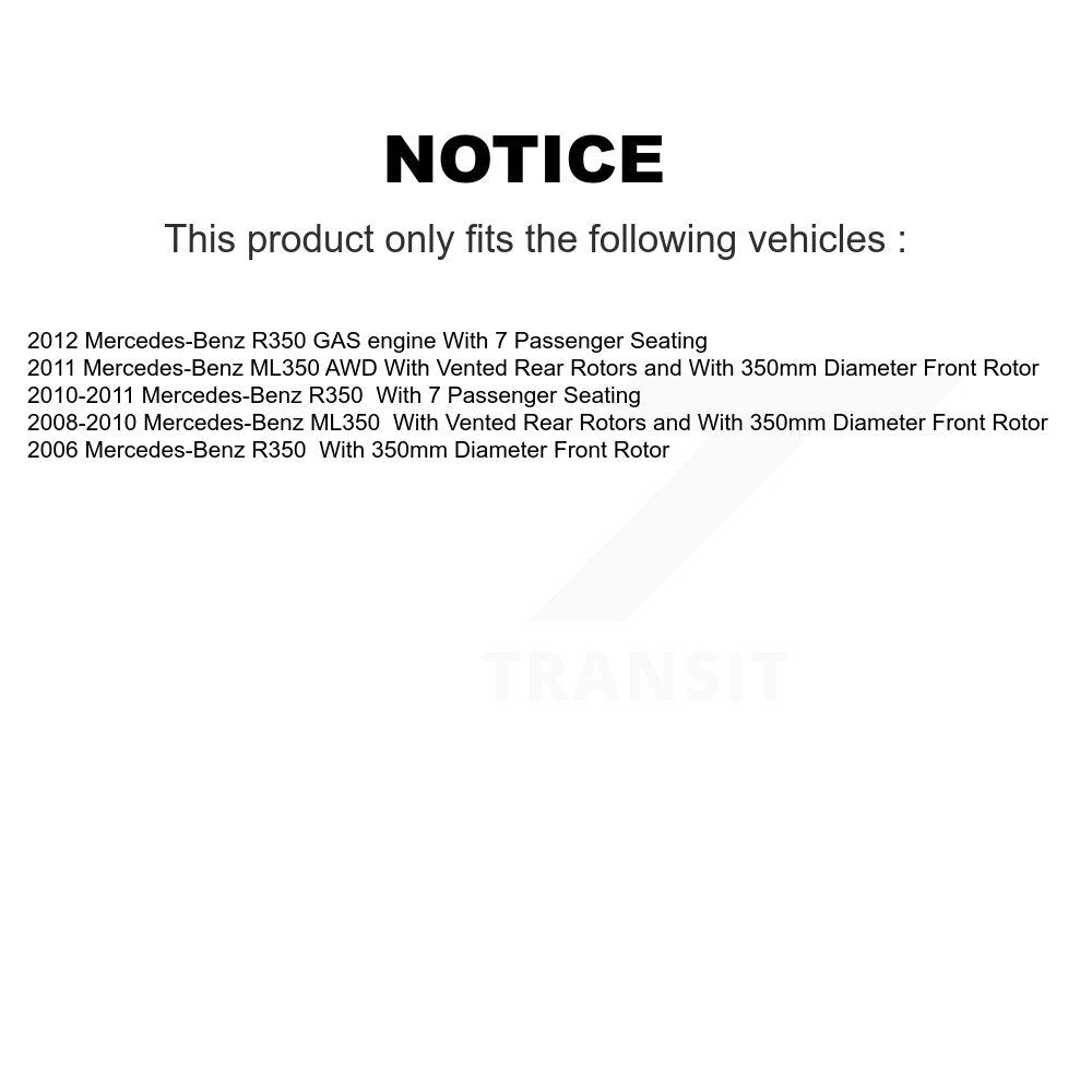 Rotors d'étrier de frein à disque avant et Kit de plaquettes en céramique pour Mercedes-Benz ML350 R35