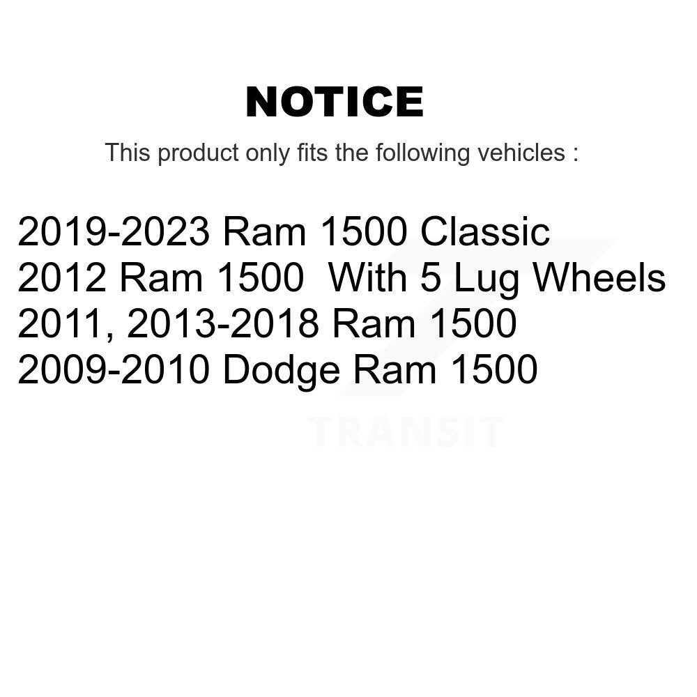 Kit de rotors d'étrier de frein à disque avant et de plaquettes en céramique pour Ram 1500 Classic Dodge
