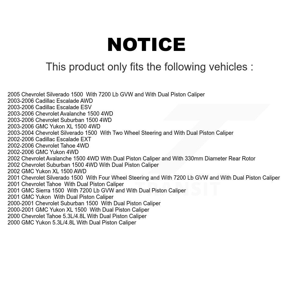 Kit de plaquettes en céramique pour étrier de frein arrière, pour Chevrolet Silverado 1500 GMC Sierr