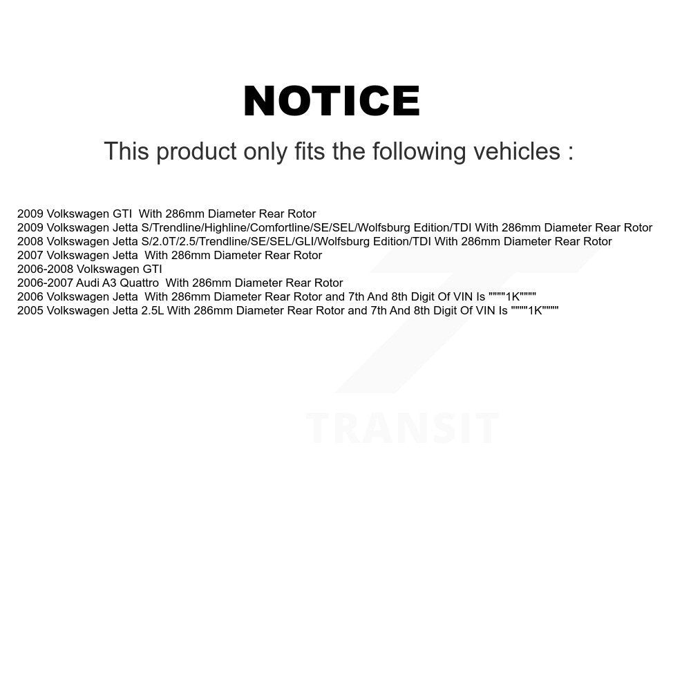 Kit de Rotor d'étrier de frein à disque arrière et de plaquettes en céramique, pour Volkswagen Jetta GTI Audi A