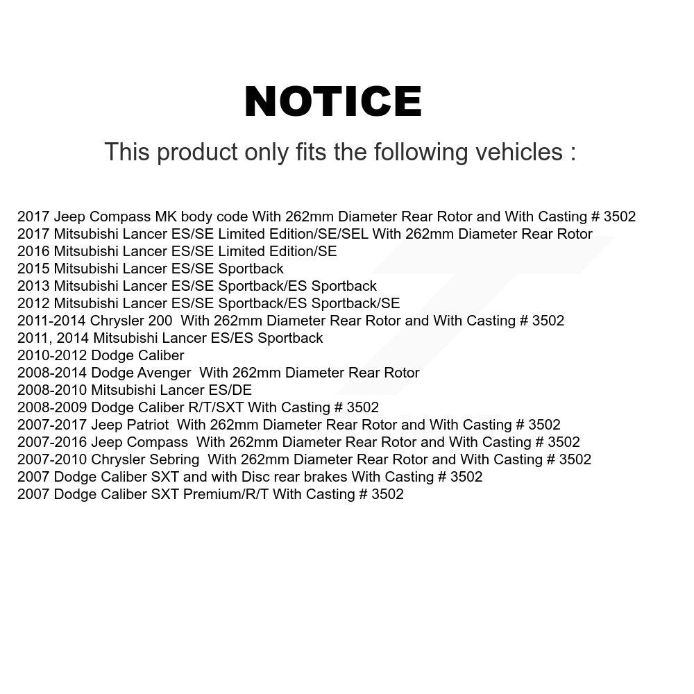 Kit de plaquettes en céramique pour Rotors d'étrier de frein arrière, pour Jeep Mitsubishi Lancer Patriot 20