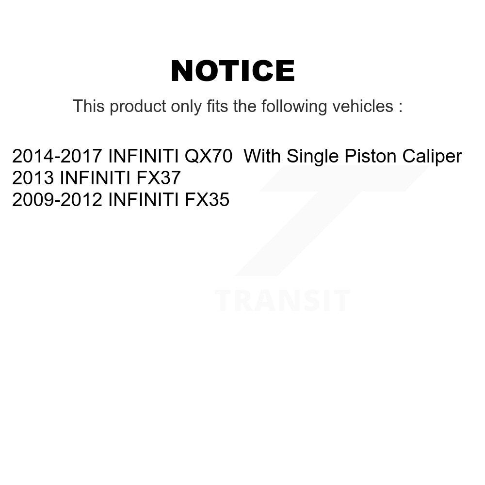 Kit de rotors d'étrier de frein à disque arrière et de plaquettes en céramique pour INFINITI FX35 2009-2012