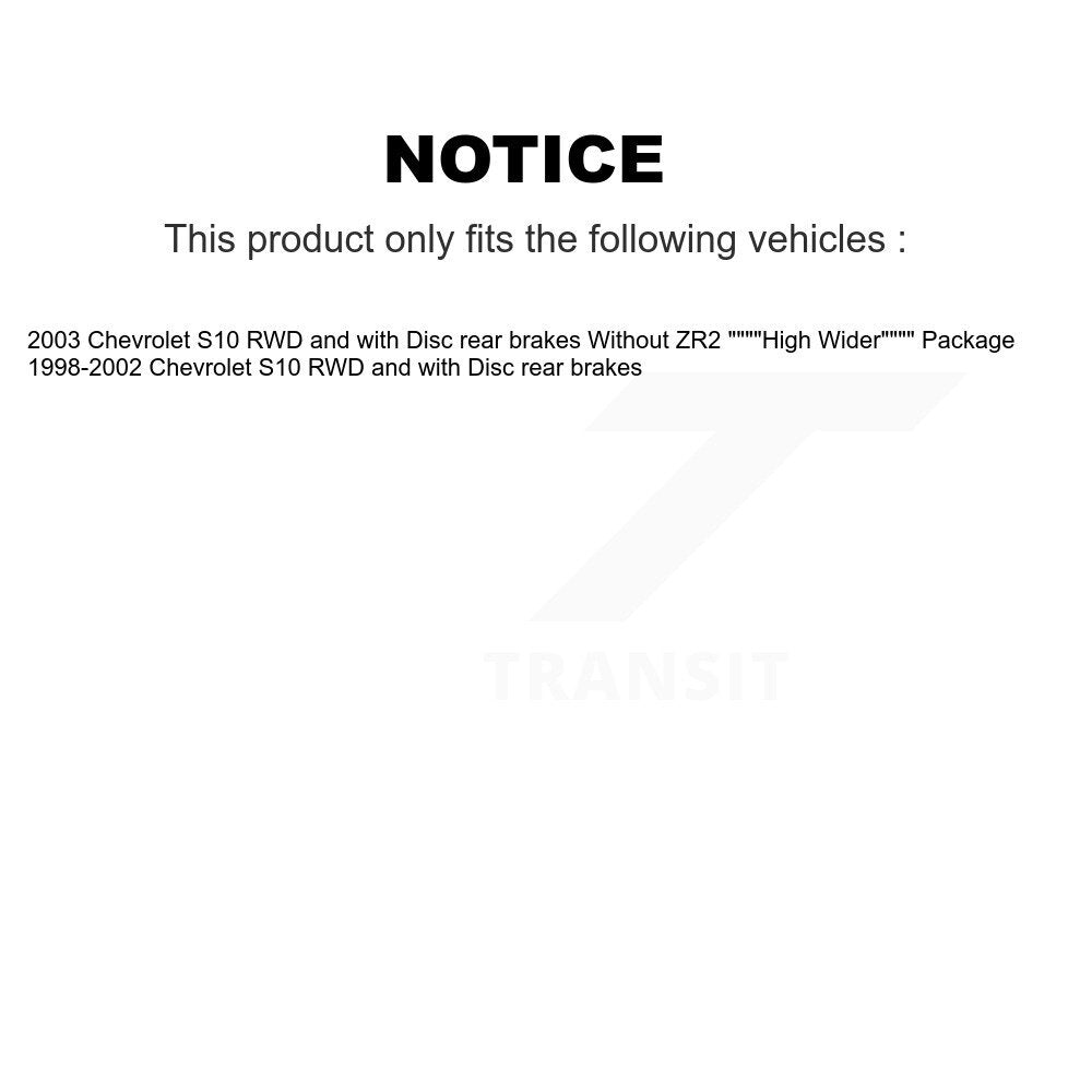 Kit de rotors d'étrier de frein à disque arrière et de plaquettes en céramique pour Chevrolet S10