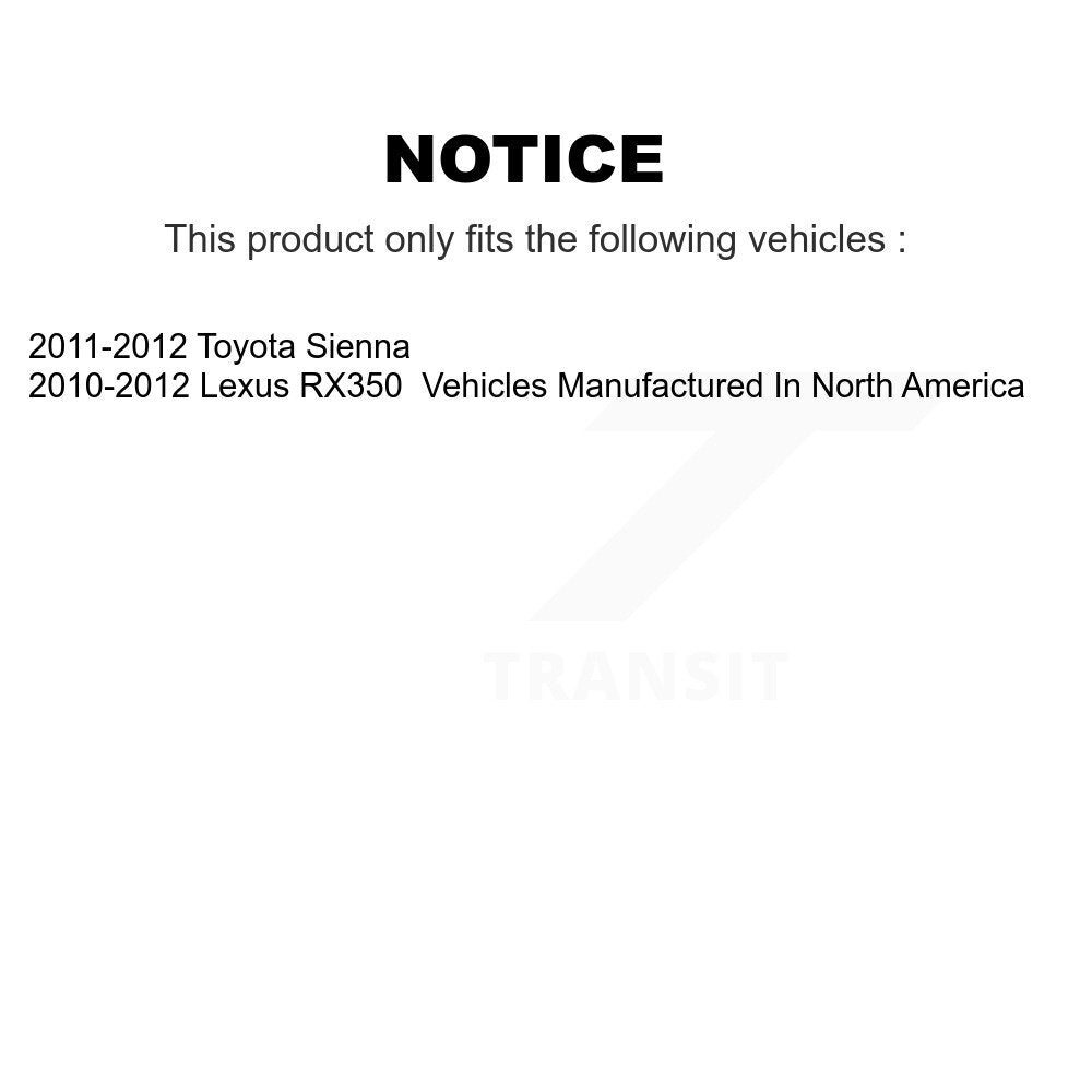 Rotors d'étrier de frein avant et arrière et Kit de plaquettes en céramique (10 pièces) pour Toyota Sienna Lexu