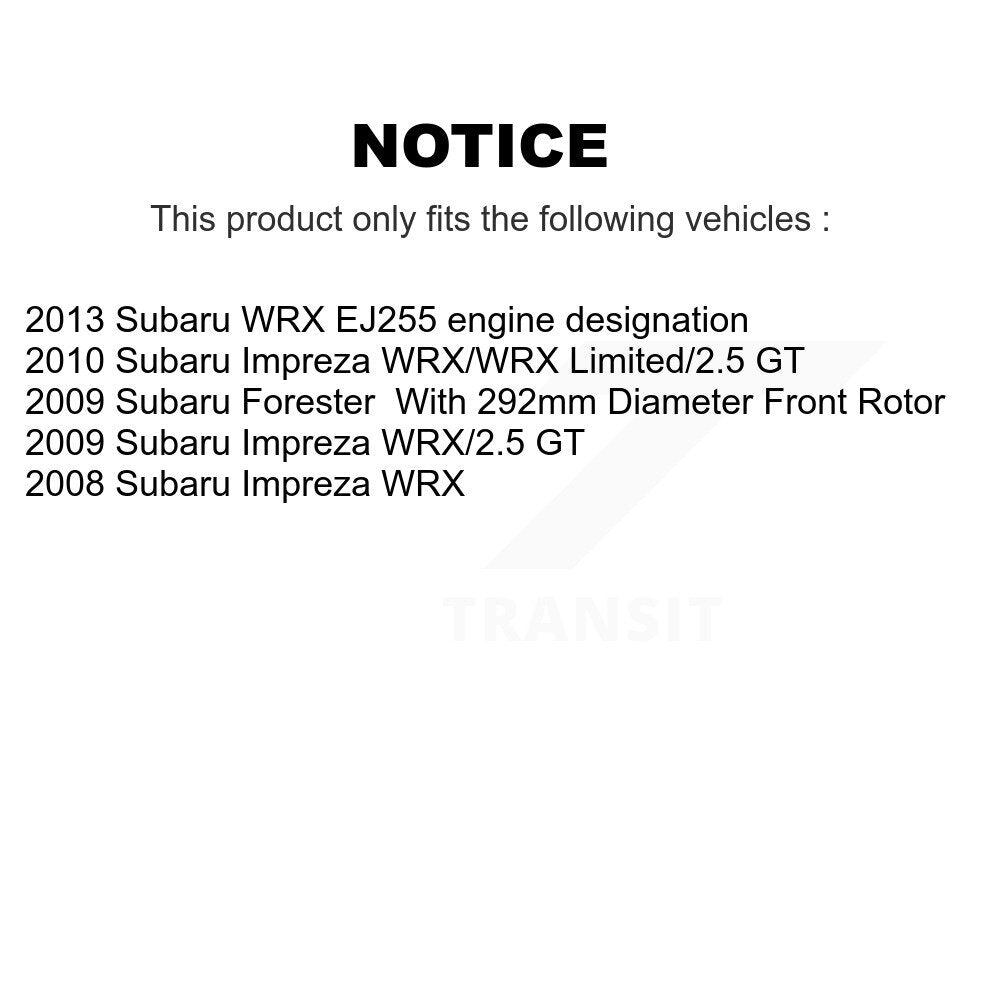 Kit de rotors d'étrier de frein avant et arrière et plaquettes en céramique (10 pièces) pour Subaru Forester WR
