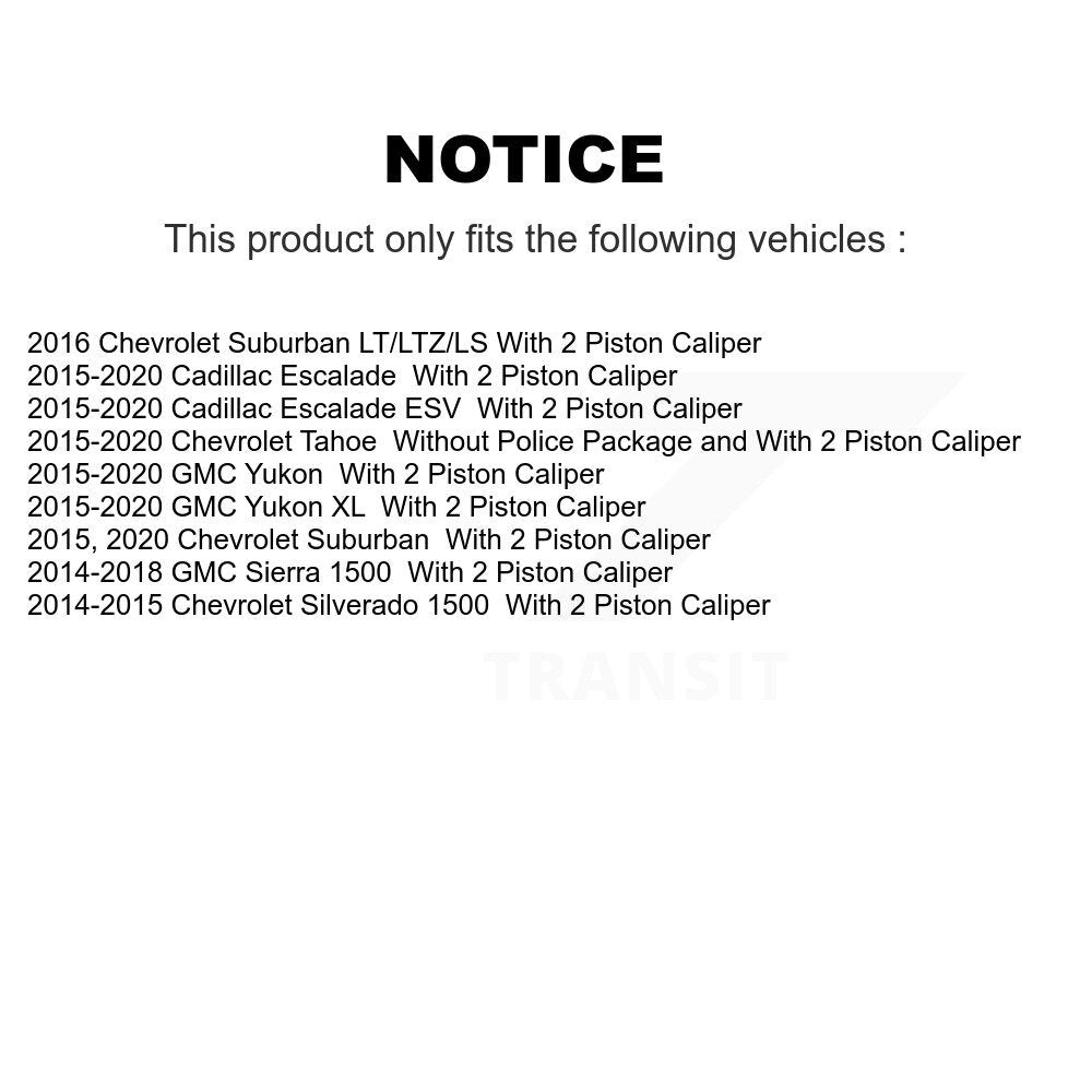 Kit de plaquettes en céramique pour Rotors d'étrier de frein avant et arrière (10 pièces) pour GMC Sierra 1500 Taho