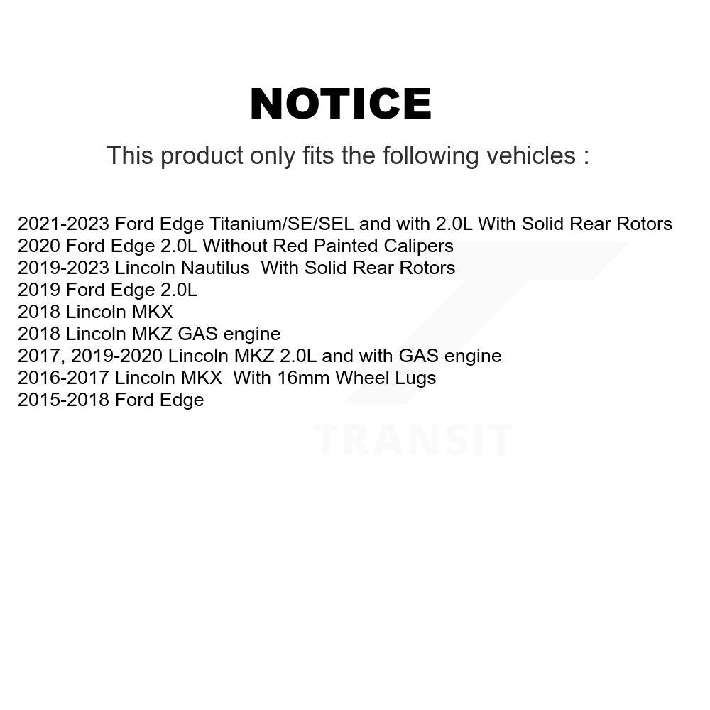 Kit de plaquettes en céramique pour perceuse à étrier de frein arrière, Rotor fendu, pour Ford Edge Lincoln MK