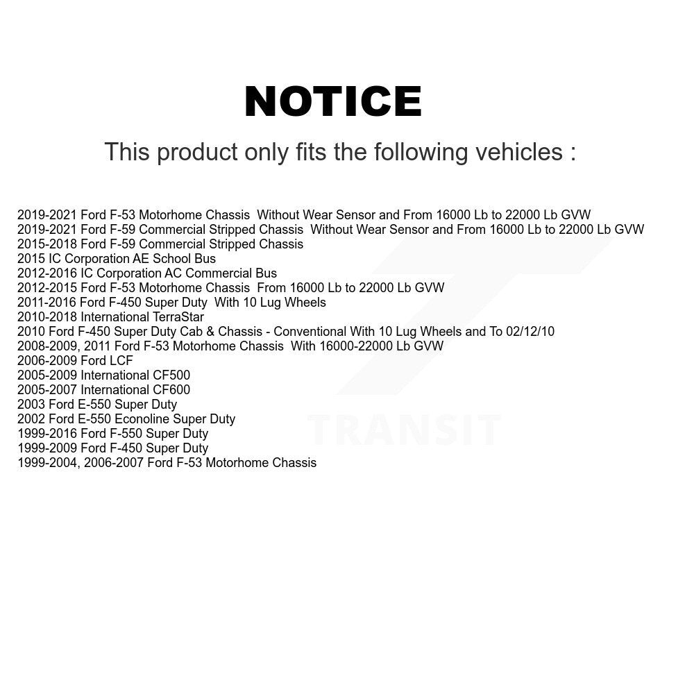 Kit de plaquettes de frein en céramique avant et arrière, pour Ford F-450 Super Duty F-550 International