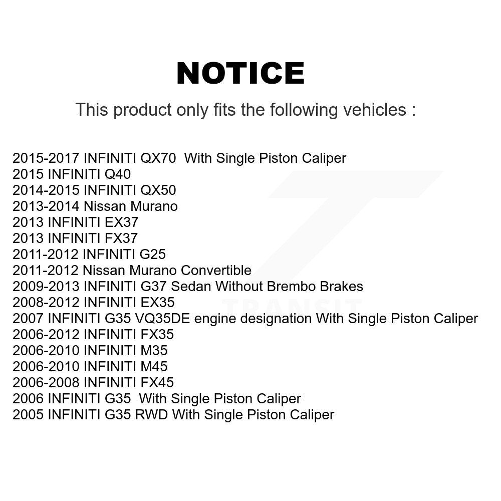 Kit de plaquettes de frein en céramique avant et arrière, pour INFINITI Nissan Murano G37 G35 EX35 FX35