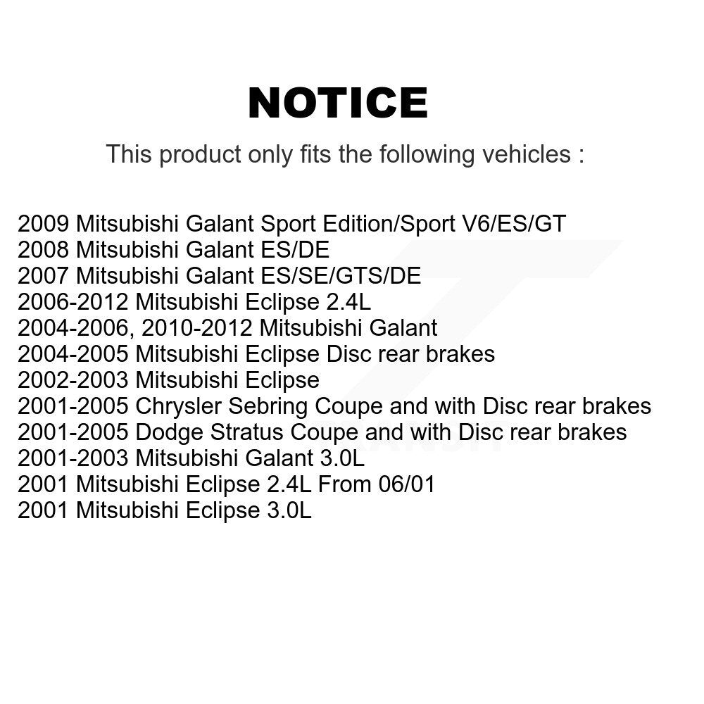 Kit de plaquettes de frein en céramique avant et arrière, pour Mitsubishi Chrysler Sebring Eclipse Galan