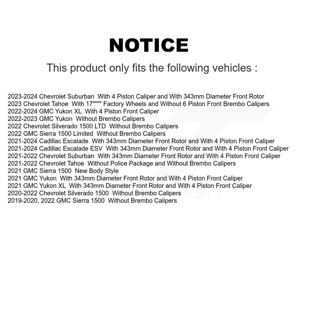 Kit de plaquettes de frein en céramique avant et arrière, pour GMC Chevrolet Silverado 1500 Sierra Yukon
