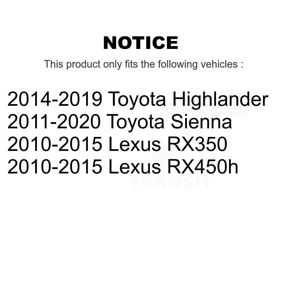 Kit de Rotor de frein à fente avant et arrière, pour Toyota Sienna Highlander Lexus RX35