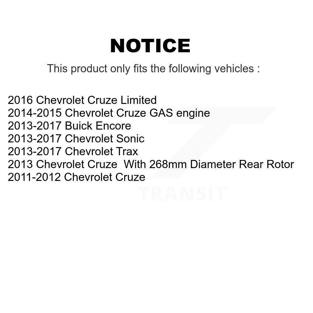 Kit de plaquettes en céramique pour Rotor de frein, fente de perçage arrière, pour Chevrolet Cruze Trax Buick Soni