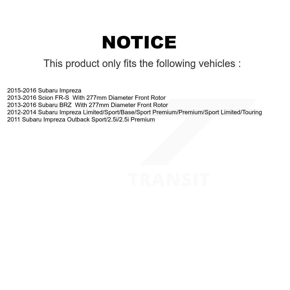 Kit de plaquettes en céramique pour Rotor de frein à fente avant percée, pour Subaru Impreza Scion FR-S BR