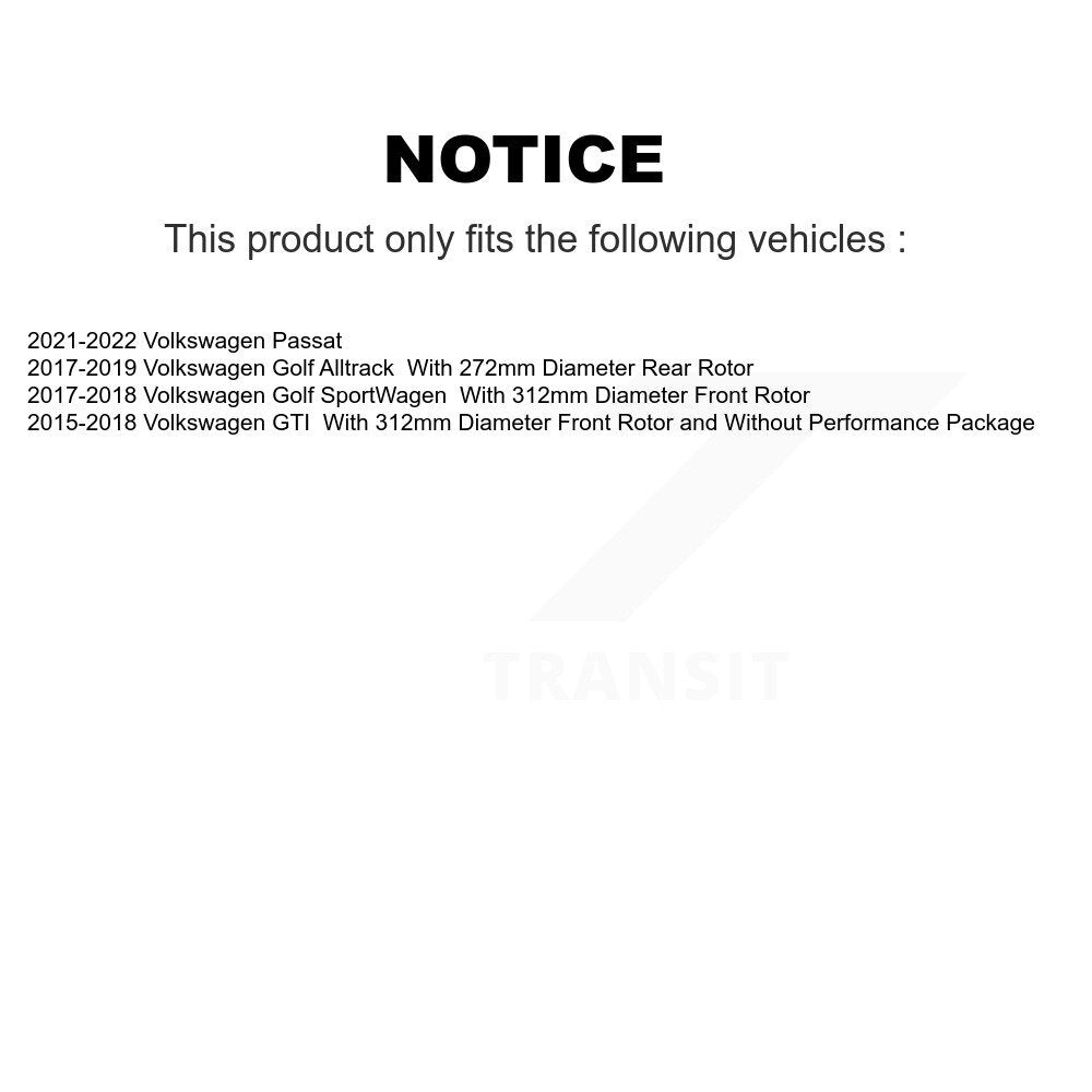 Kit de plaquettes de frein semi-métalliques pour rotors de frein avant et arrière, pour Volkswagen Golf GT
