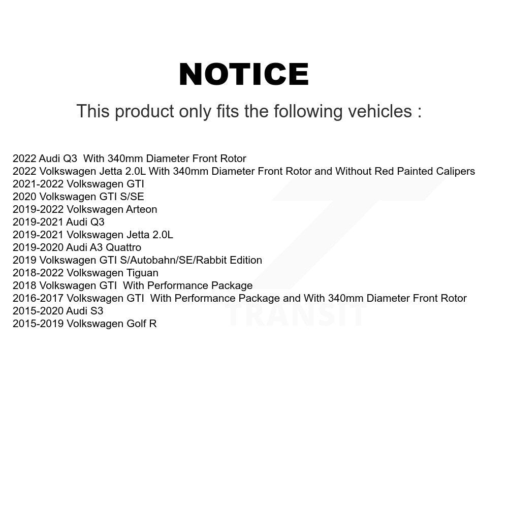 Kit de plaquettes semi-métalliques de Rotor de frein de fente de forage avant pour Volkswagen Tiguan Jetta