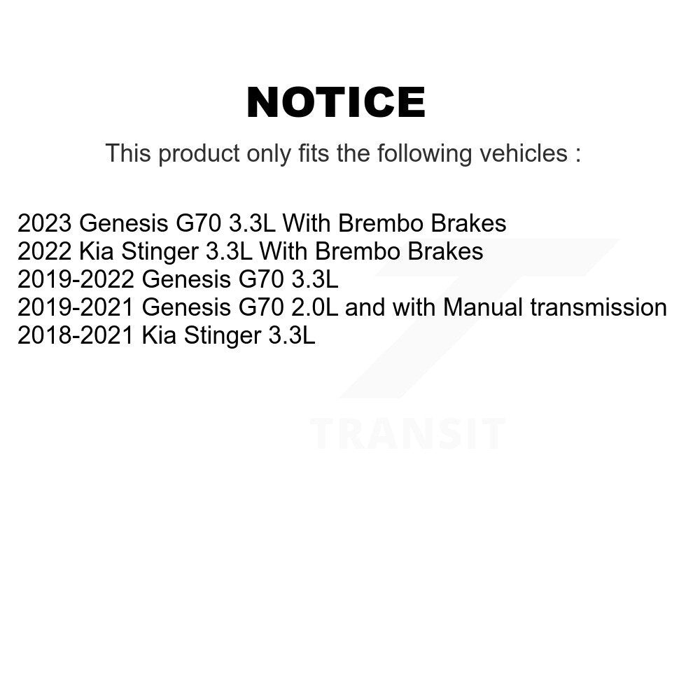 Kit de plaquettes semi-métalliques de Rotor de frein à fente avant percée, pour Genesis G70 Kia Stinge