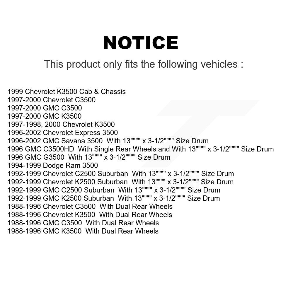 Kit de plaquettes de frein semi-métalliques avant et arrière, pour Chevrolet GMC K3500 Dodg